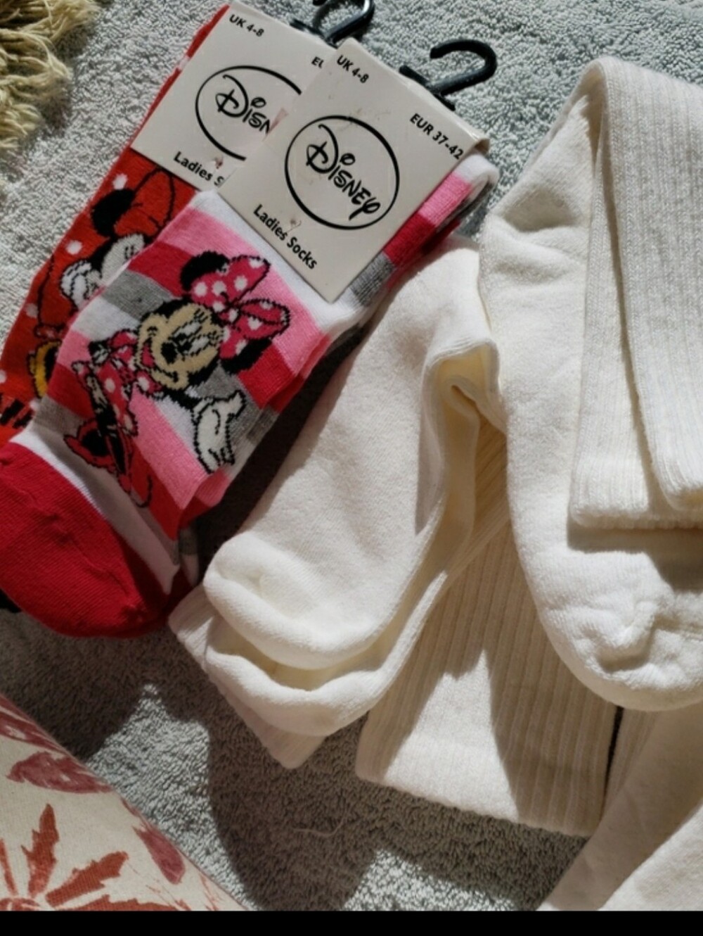 Disney Minnie Mouse Pink & Red Girls Socks - 2 Pack Plus